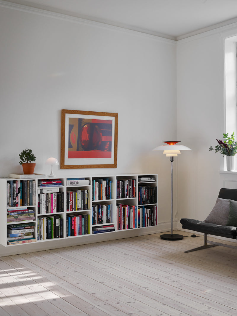 PH 80 Gulvlampe hvid opalt akryl/højglansforkromet