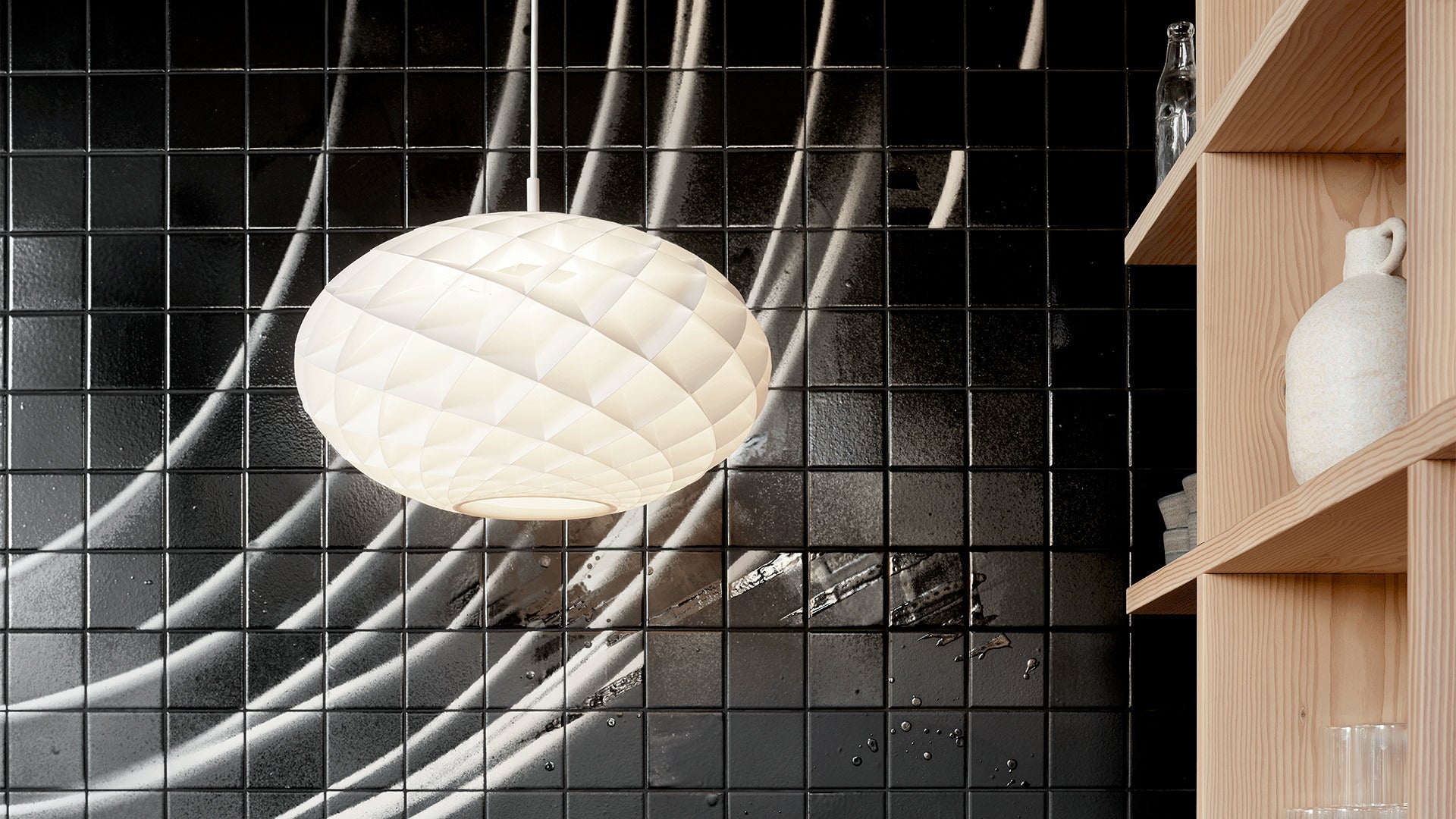 50 cm. bred oval patera lampe pendel