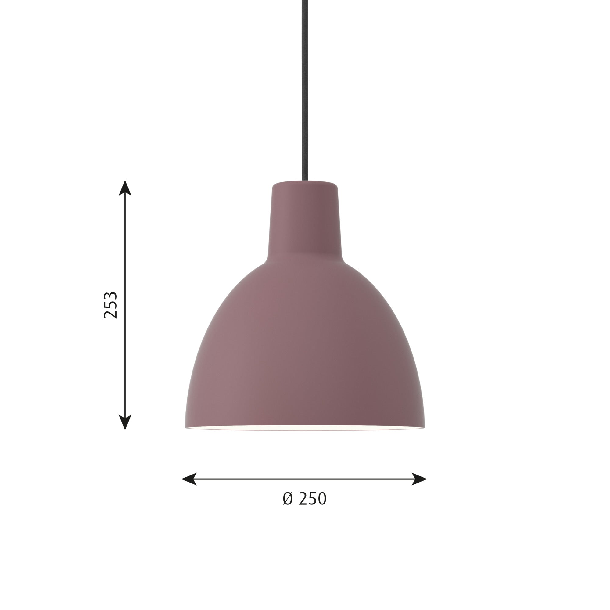 Rosa pendel lampe fra Louis Poulsen