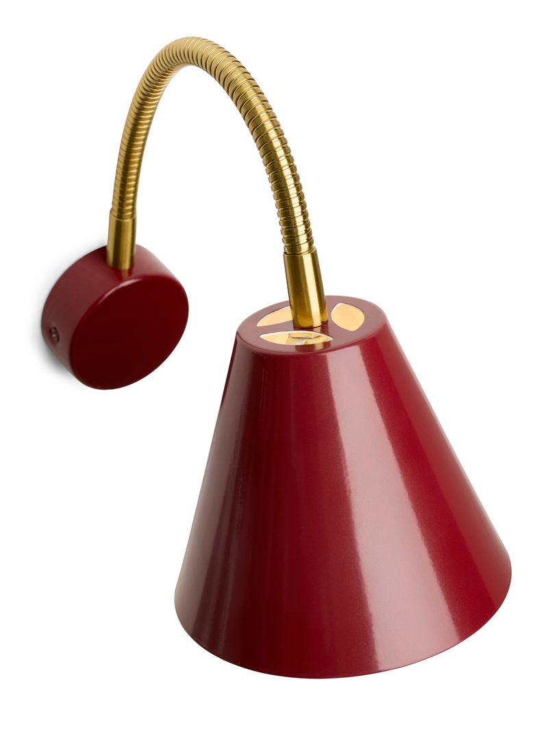 Zoomet ind på toppen af Hygge Væglampe Ø12 Merlot Rød med dens elegante røde farve og design fra Halo Design