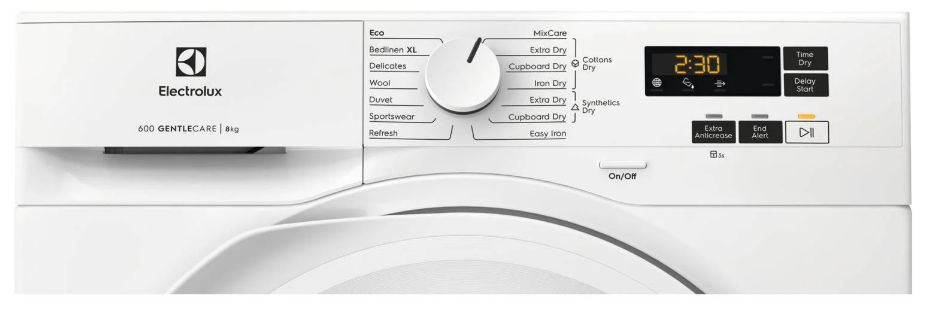 Electrolux EDI611N84N 8kg kondenstørretumbler kontrolpanel