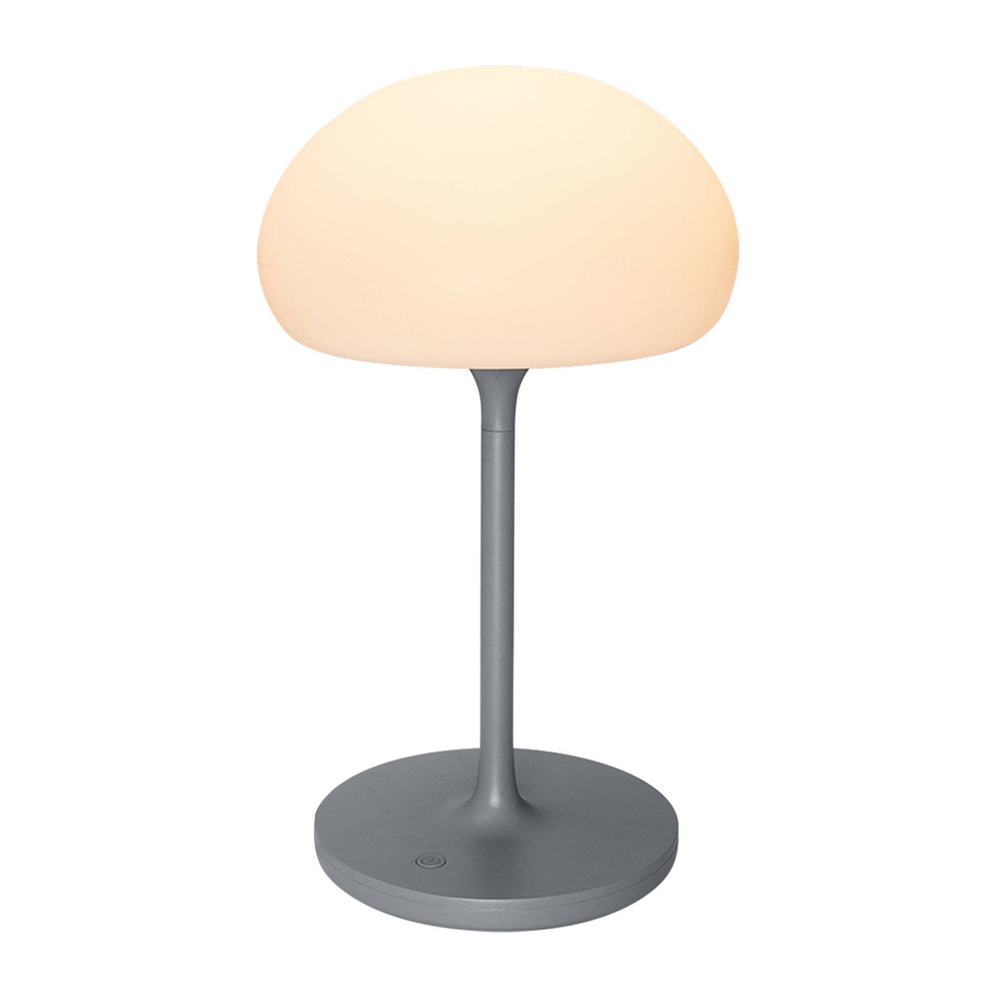 Hyggelig portable lampe fra Nordlux i grå med opal skærm