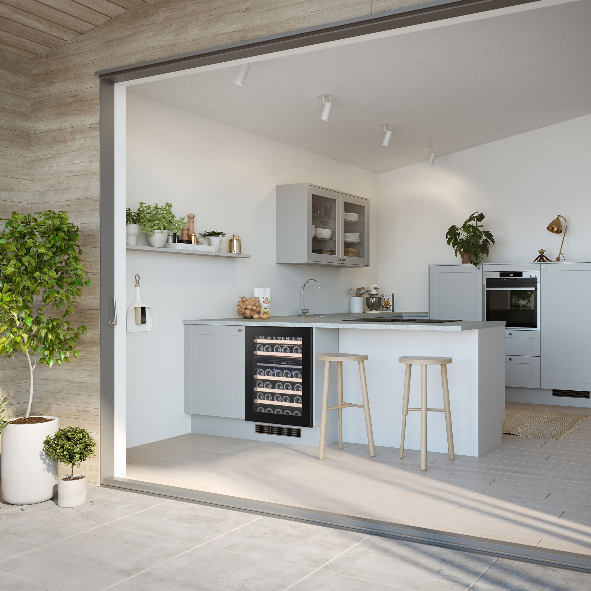 Temptech Oslo OX60DRB-24 Vinkøleskab installeret i køkken