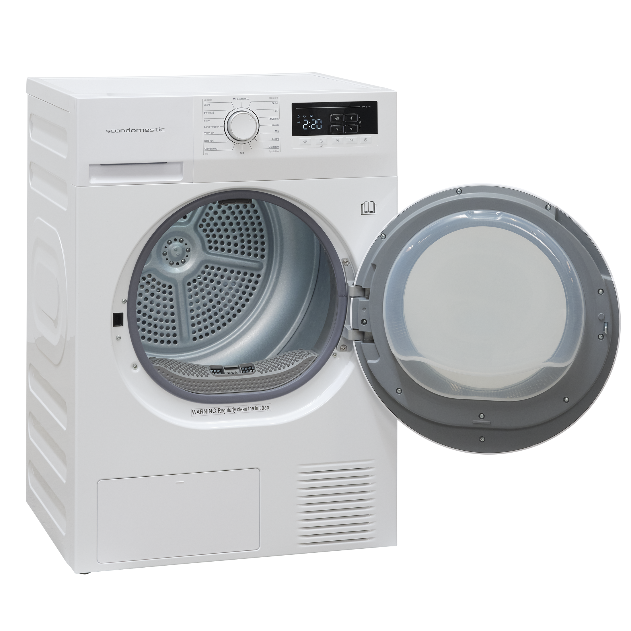 Scandomestic TDH28WE 8kg kondenstørretumbler m/varmepumpe med åben låge