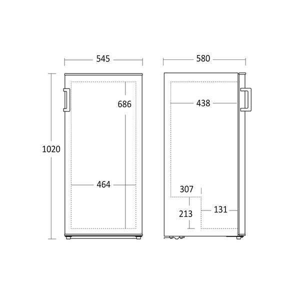 Mål på Scandomestic SKS192WE fritstående køleskab