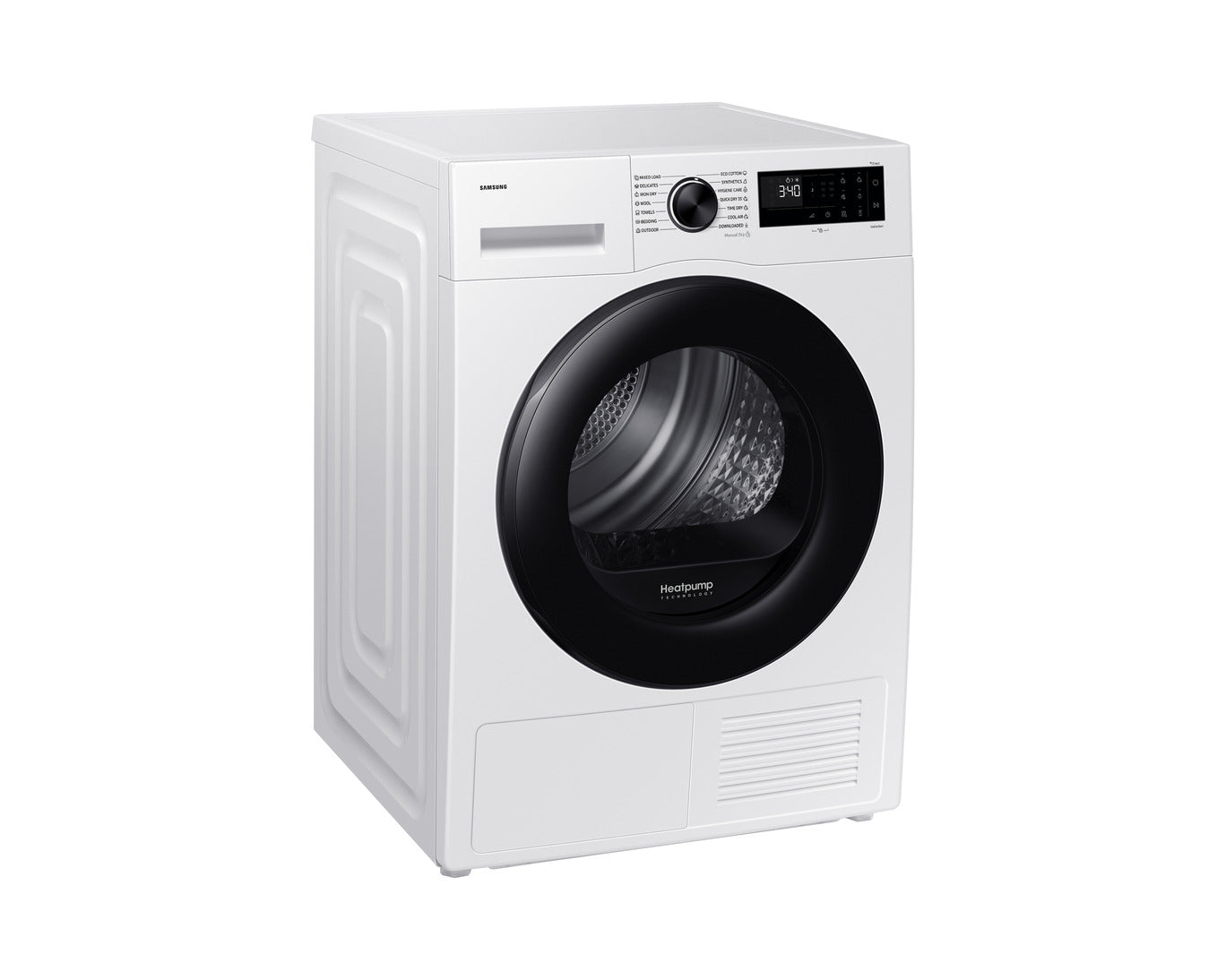 Den æstetiske Samsung DV90DG52A0AEEE tørretumbler 9 kg placeret i vaskerummet