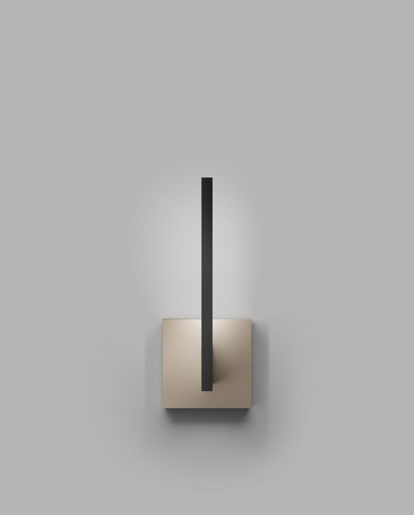 Light-Point Inlay W1 Linear matsort satinguld LED væglampe af Studio F. A. Porsche fra fronten