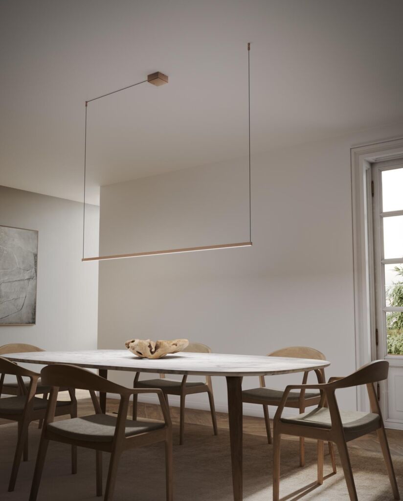 Stripe Rose Gold 1500 af Light-Point over spisebordet
