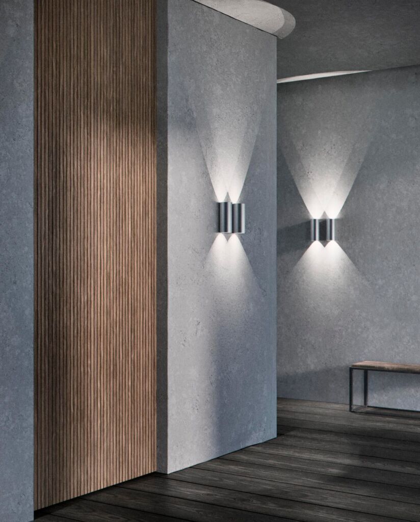Light-Point Zero W2 12W IP54 Titanium Væglampe fire i gangen
