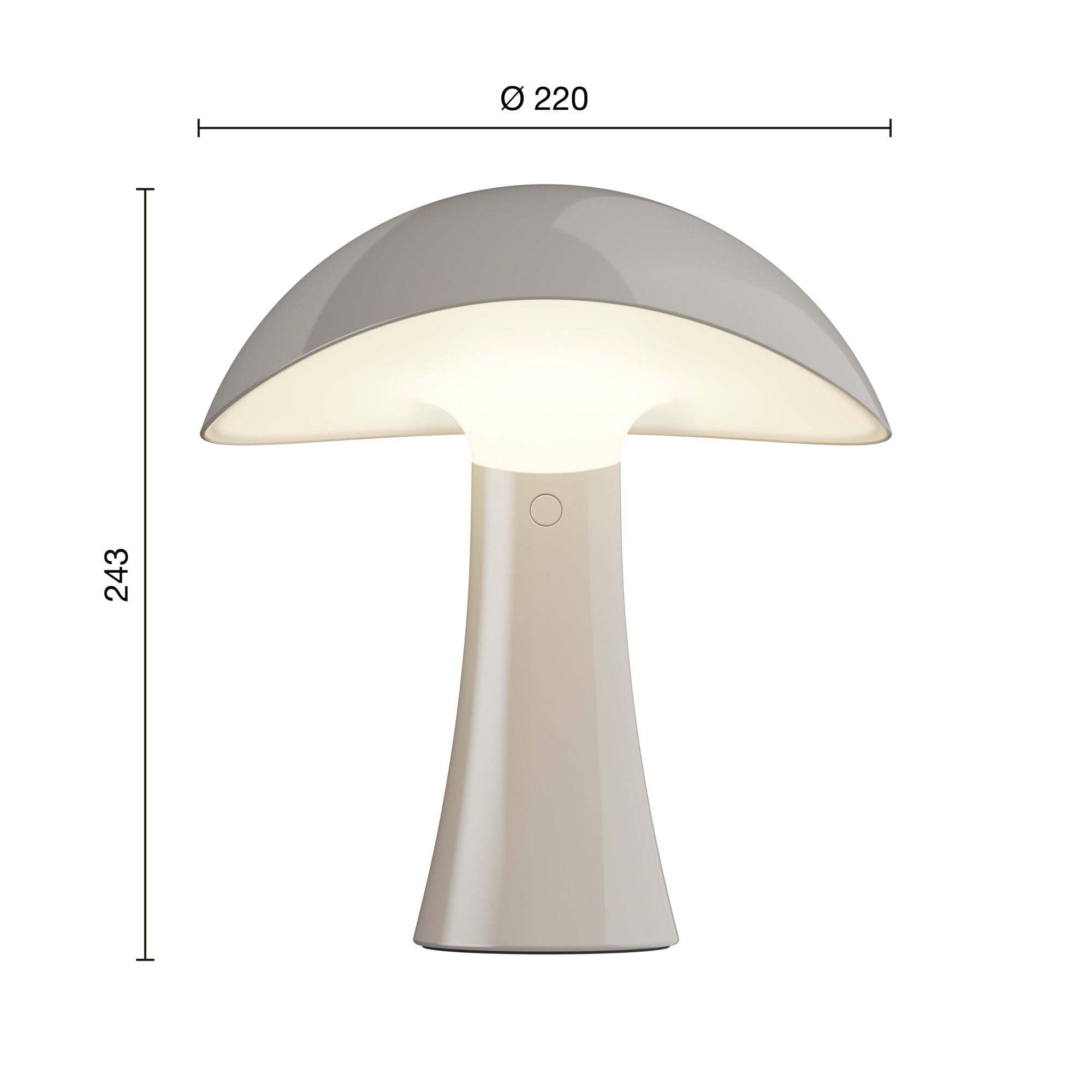 Mål på Rumee 220 Portable Lampe Earth Grey