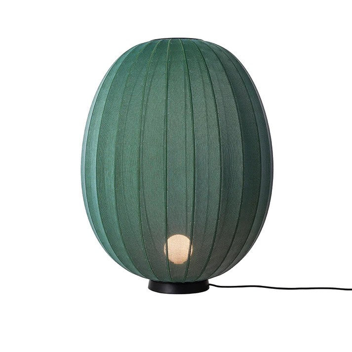 Zoomet ind på den unikke håndstrikket polyester lampeskærme på Knit-Wit Ø65 High Oval Floor Level i Tweed Green