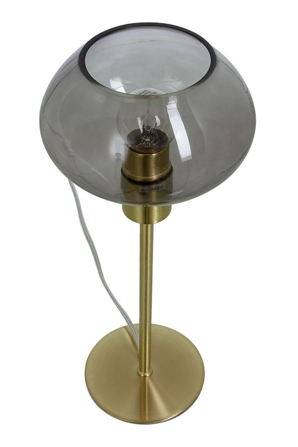 Zoomet ind på den unikke designet Bell Bordlampe i Messing/Røg