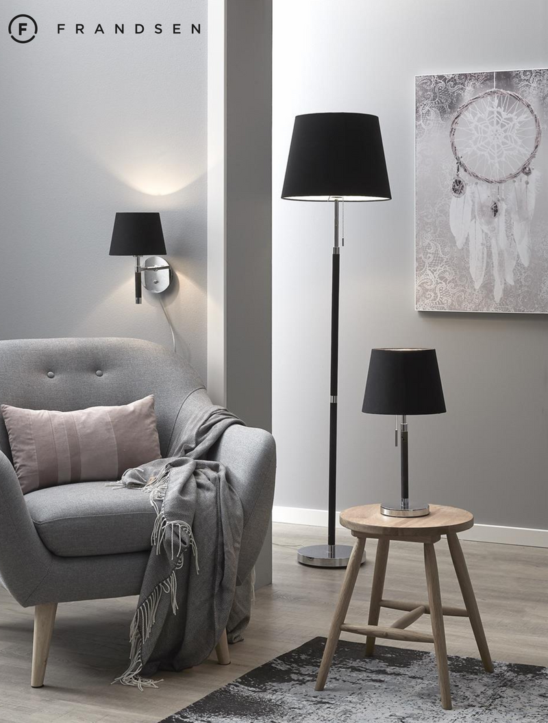 Frandsen - VENICE Gulvlampe ø40, Sort/Krom