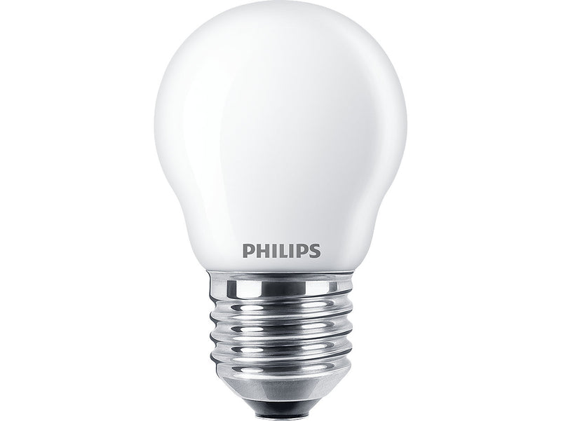 Mat hvid glaspærer fra Philips LED kronepærer E27