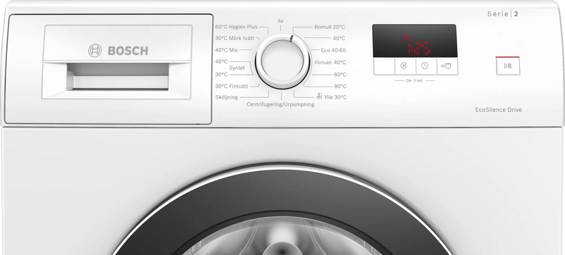 Betjeningspanelet på Bosch vaskemaskine WAJ280A2SN 