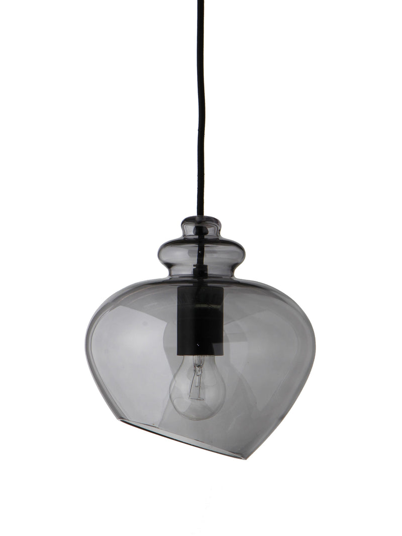 Frandsen - GRACE Glas Pendel Ø21, Smoke Glas m. Sort Sokkel