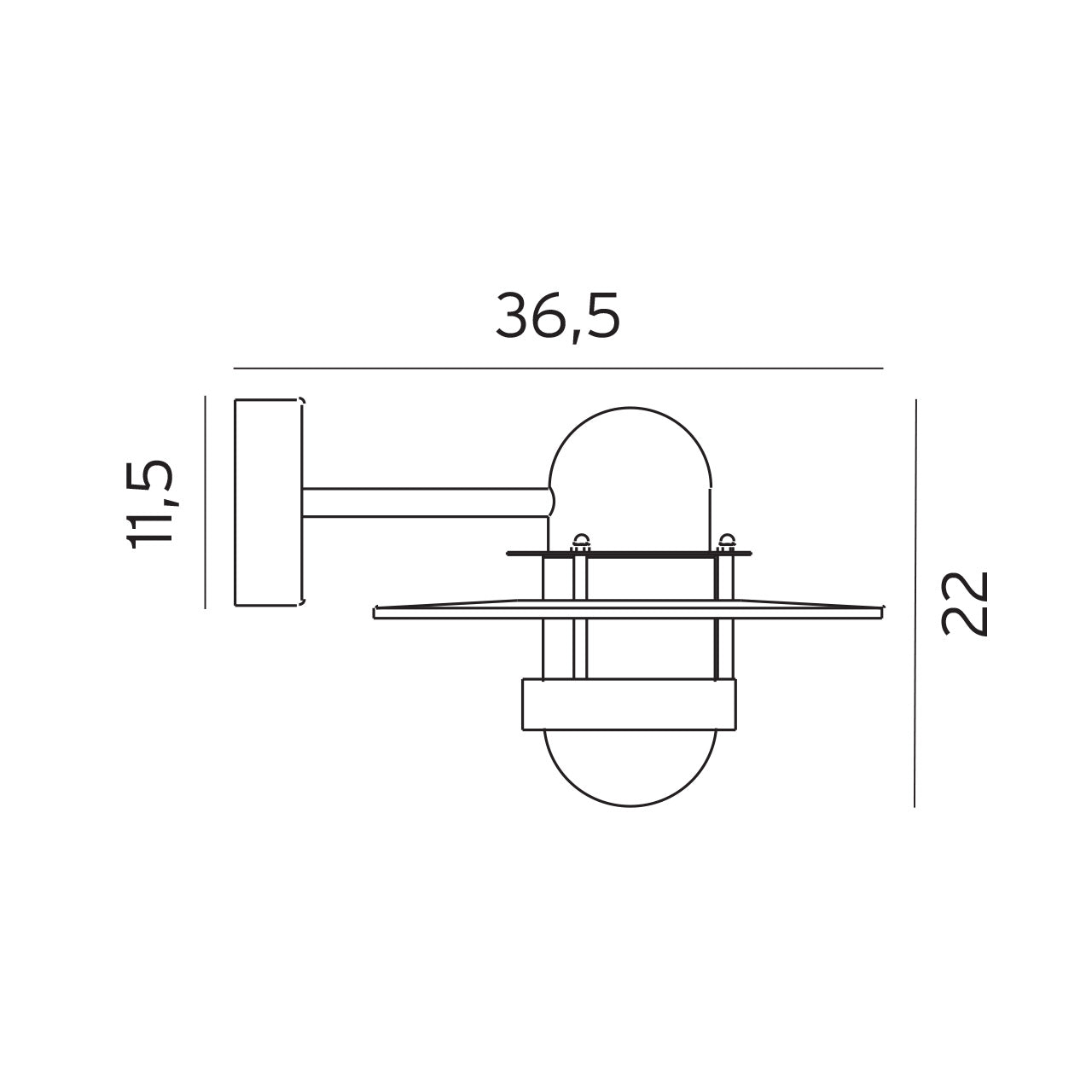 Norlys Bergen sort, E27 IP55 57W - Udendørslampe