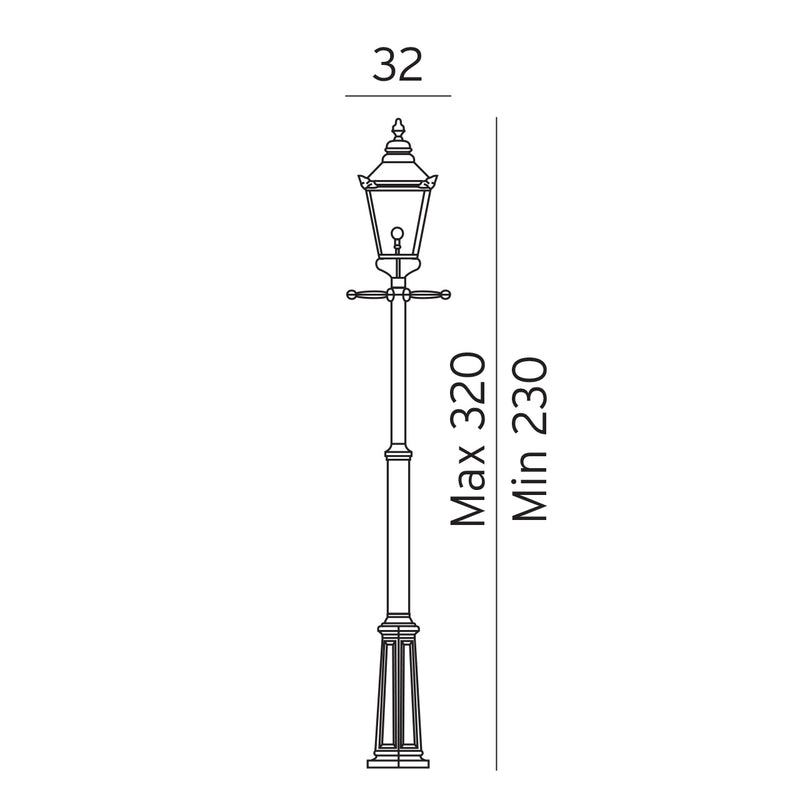 Norlys Chelsea kobber Stolpe Single, E27 IP44 77W - Udendørslampe