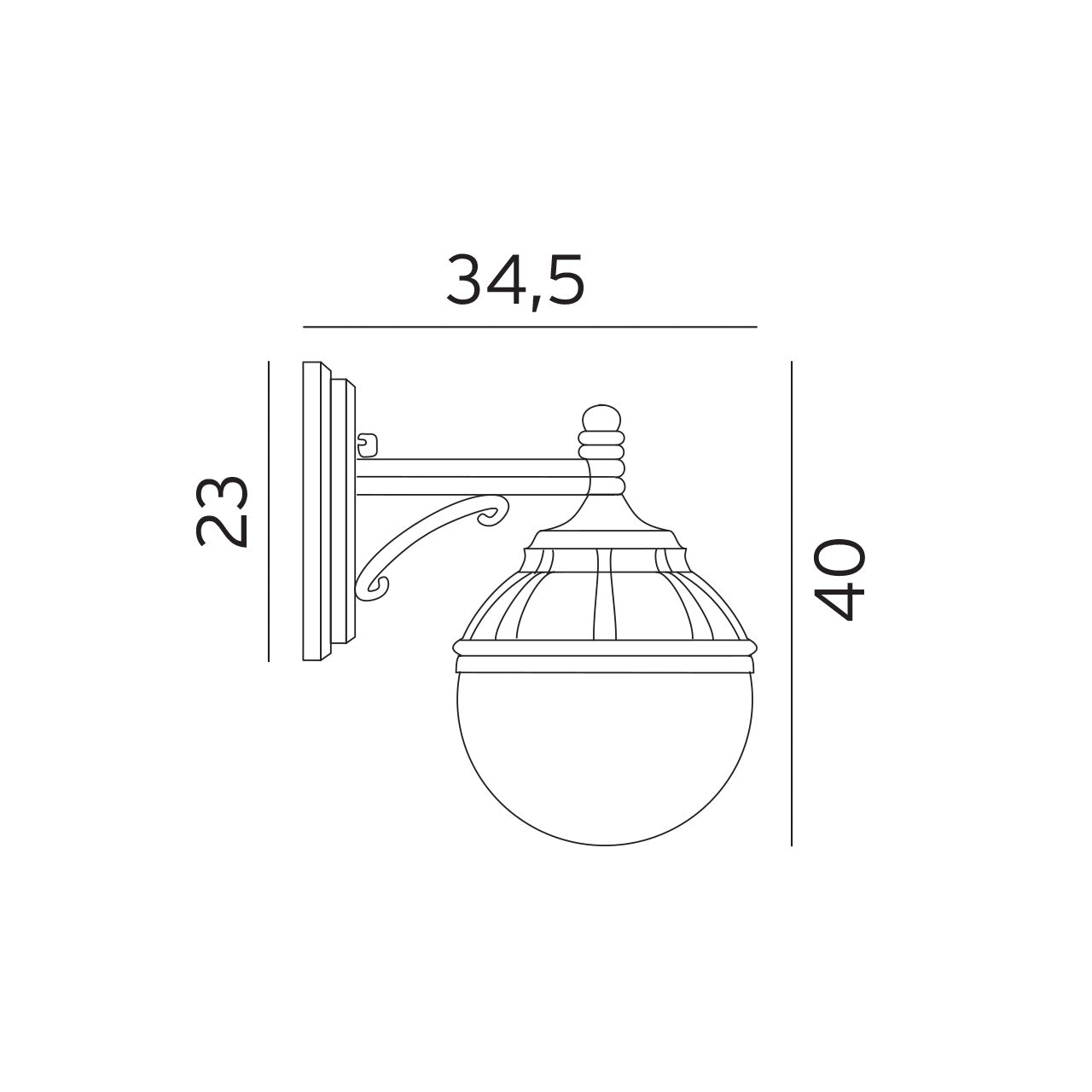 Norlys Bologna hvid opal, E27 IP54 46W - Udendørslampe