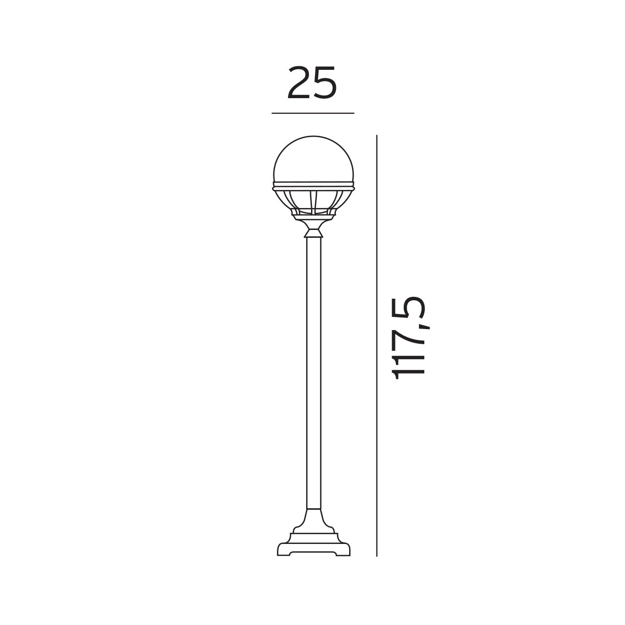 Norlys Bologna hvid klar, E27 IP54 46W 117.5CM - Udendørslampe