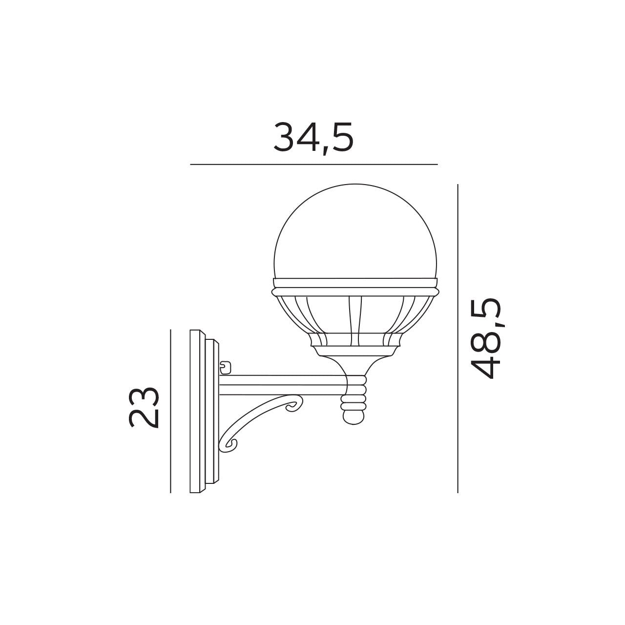Norlys Bologna Top sort opal, E27 IP54 46W - Udendørslampe