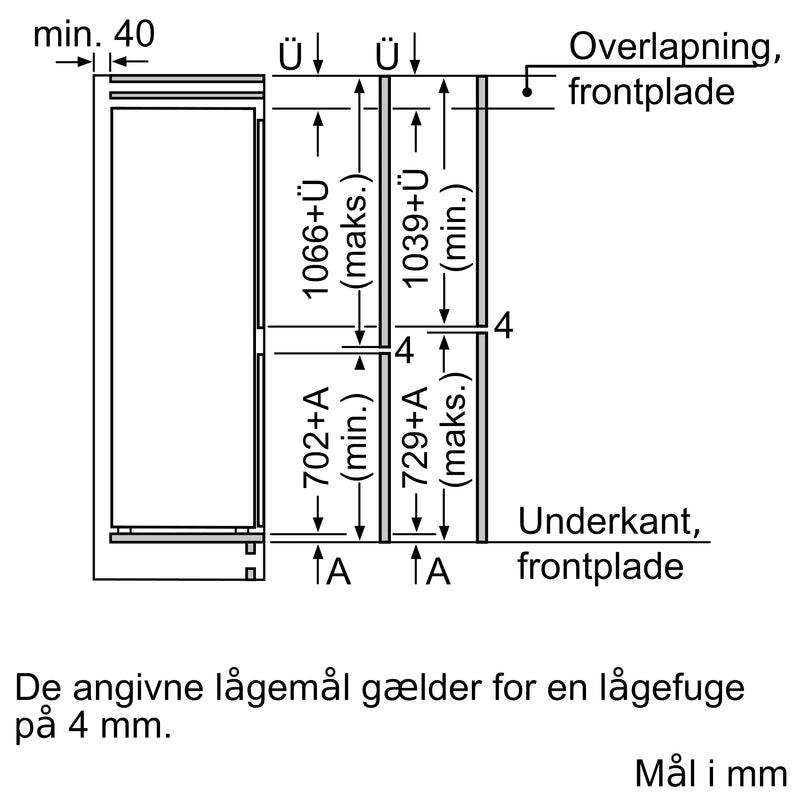 Siemens KI86SAFE0 Integrerbart Køle-fryseskab