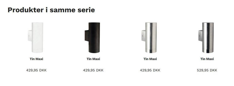 Tin Maxi Dobbelt Væglampe 2xGU10, Aluminium - Nordlux