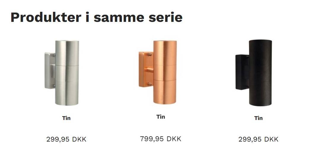 Tin Dobbelt 2xGU10 Væglampe, Sort - Nordlux