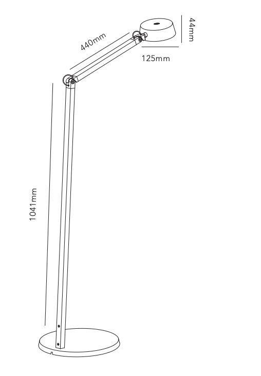 Mål på titanium gulvlampe, Light-Point