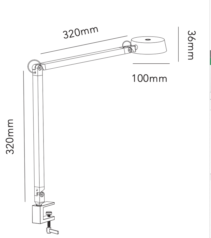 Mål på T1 Bordlampe fra Light-Point
