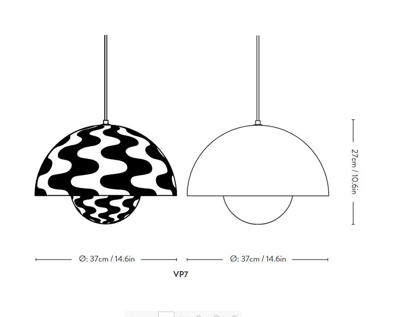Dimensionerne på VP7 flowerpot lamperne