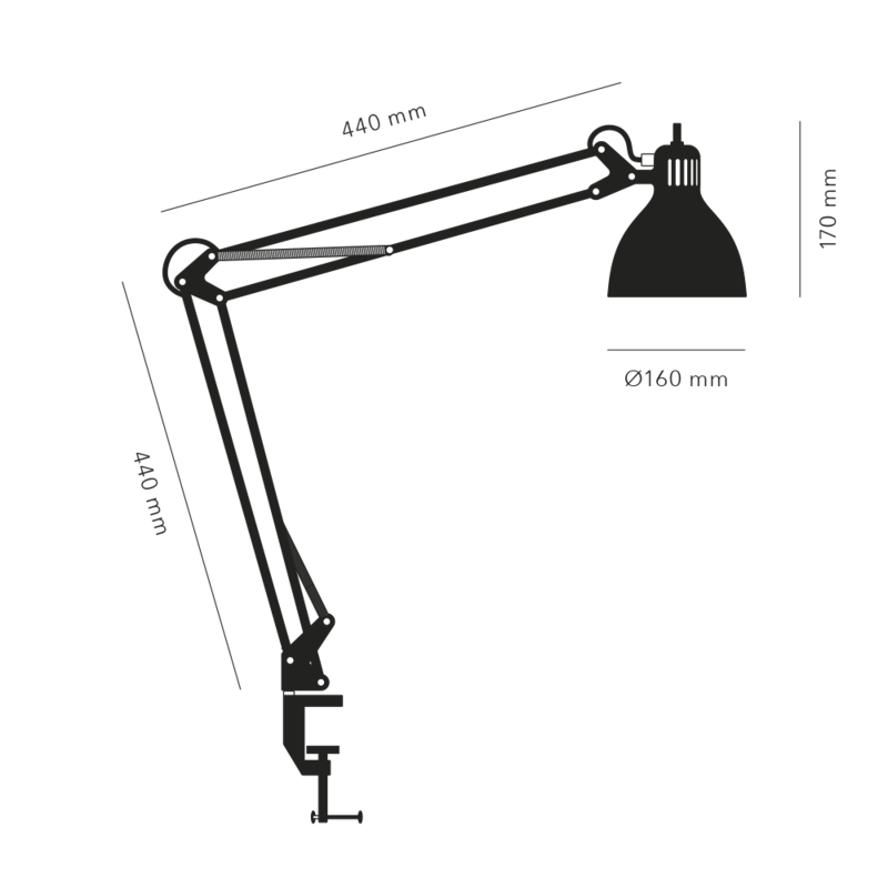 Archi T2 E27 sort bordlampe