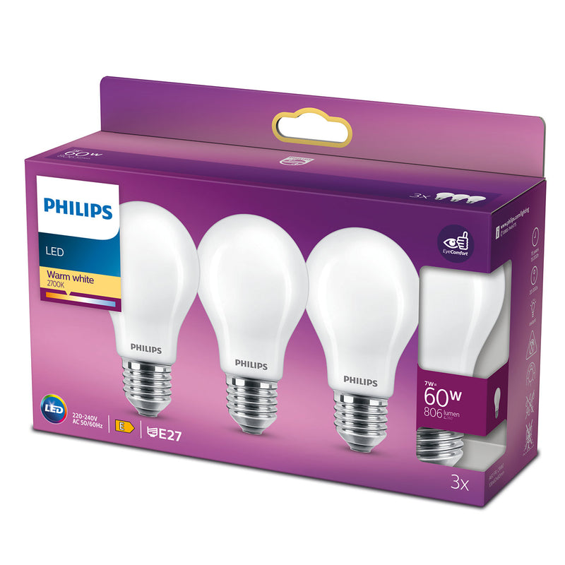 Philips LED Standard 7W 806lm E27 3-pak