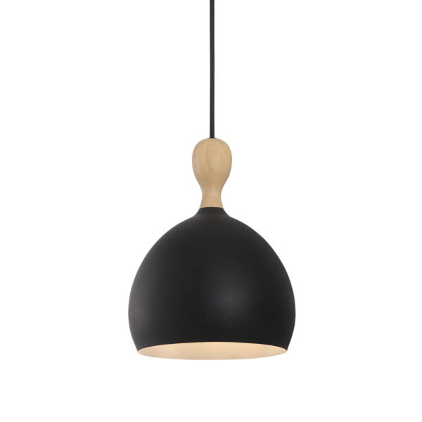 Duodde Pendel Metal, Træ Ø18 Sort - Halo Design