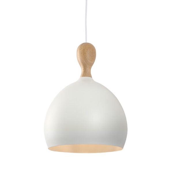 Duodde Pendel Metal, Træ Ø24 Hvid - Halo Design