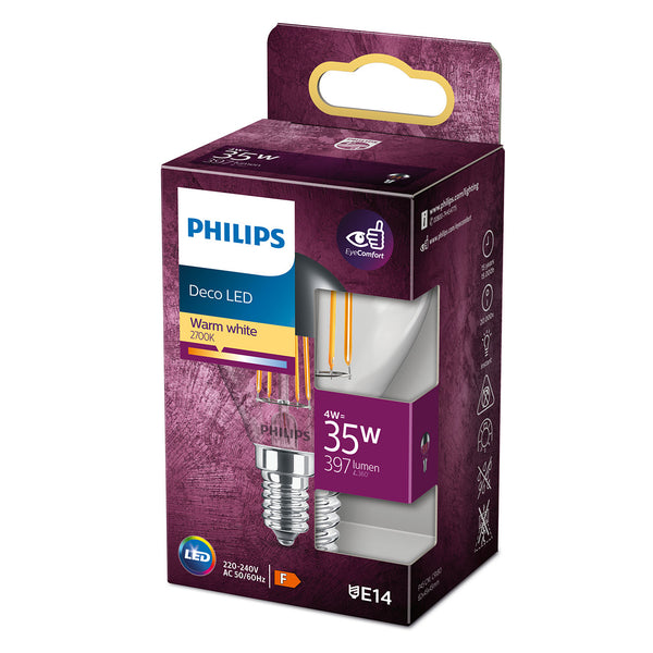 Philips LED Krone 4W 397lm E14 Topforspejlet