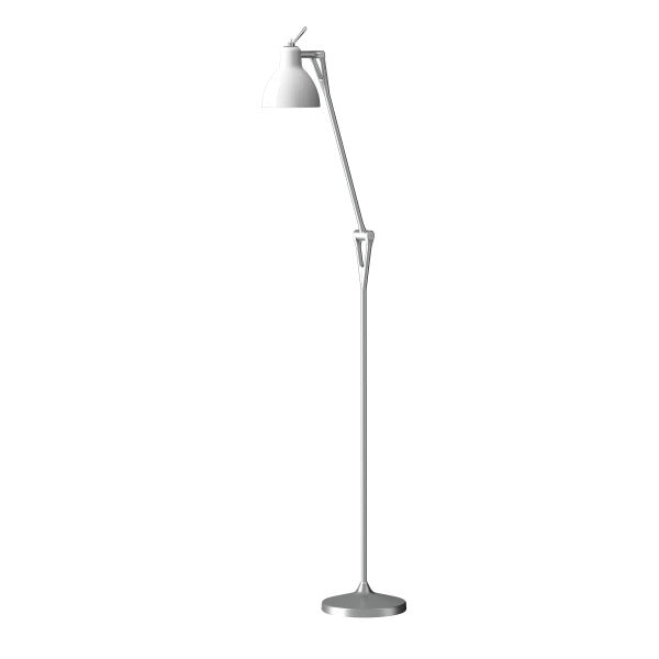 Luxy F1 Gulvlampe Alu, blank hvidt glas - Rotaliana