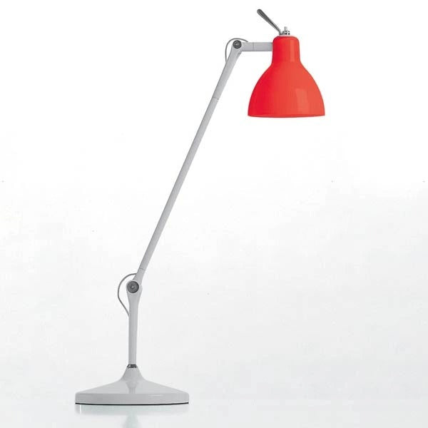 Luxy T1 Bordlampe Alu, blank rødt glas - Rotaliana