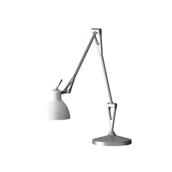 Luxy T2 Bordlampe Alu, blank hvidt glas - Rotaliana