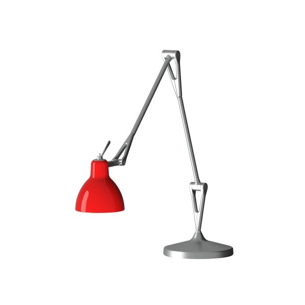 Luxy T2 Bordlampe Alu, blank rødt glas - Rotaliana
