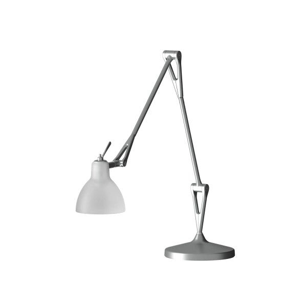 Luxy T2 Bordlampe Alu, satin hvidt glas - Rotaliana