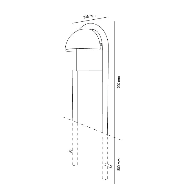 Rørhat Stander 700mm Rå Kobber