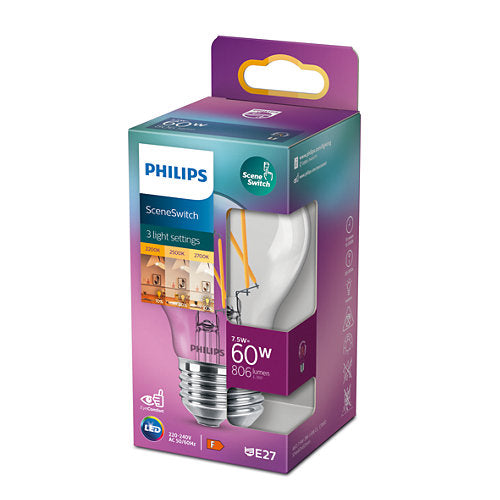 Philips LED Standard 7,5W 806lm E27 SceneSwitch Klar