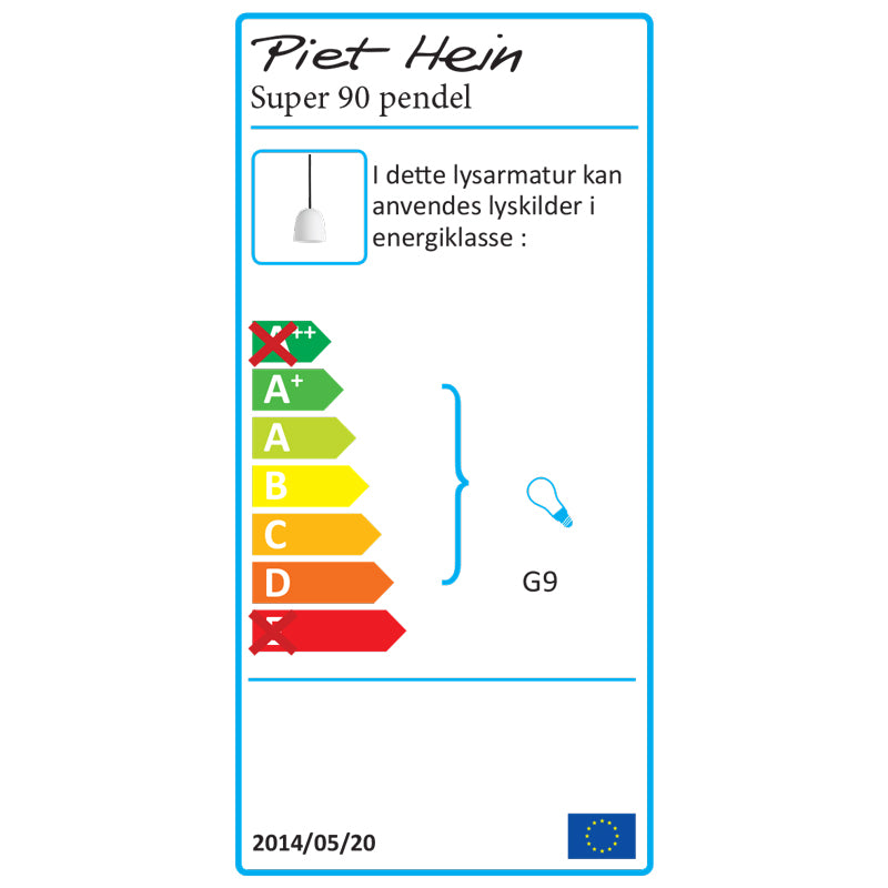 Super 90 Pendel opal glas - Hvid Ledning