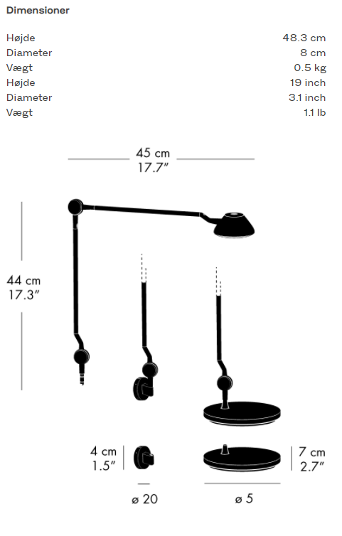 AQ01™ Sort LED Væglampe