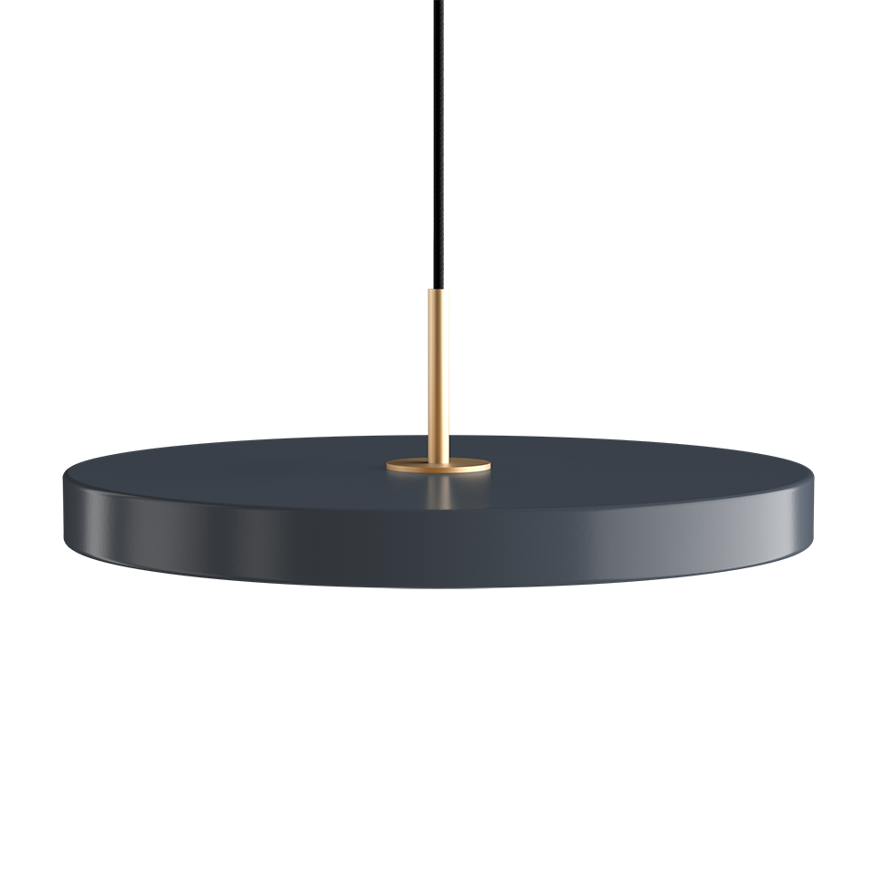 UMAGE - Asteria Medium Ø43 Pendel m. Messing Top, Antracit Grå